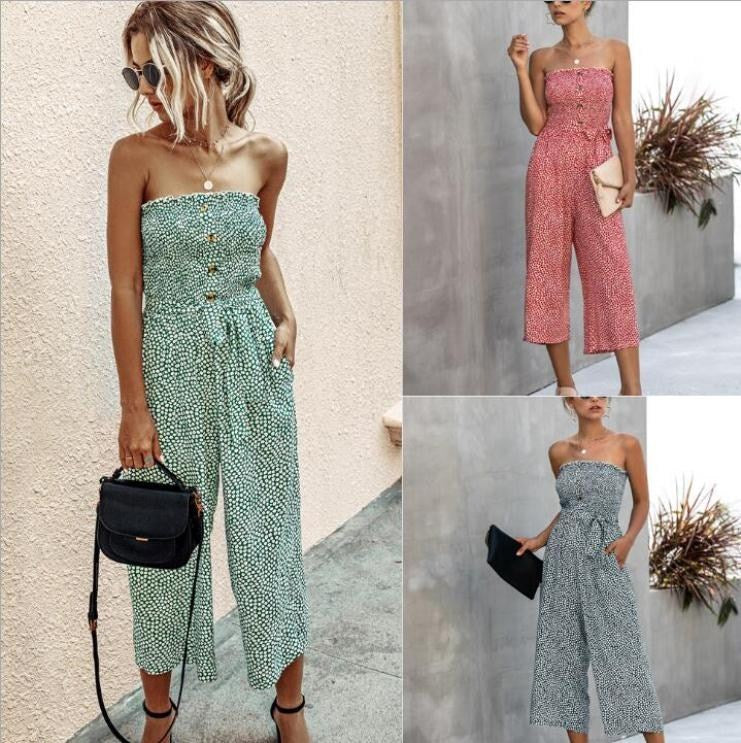 Noemi - Strapless Button Jumpsuit