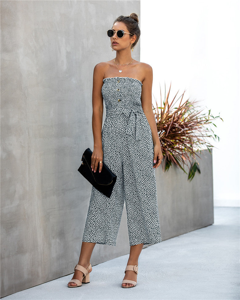 Noemi - Strapless Button Jumpsuit
