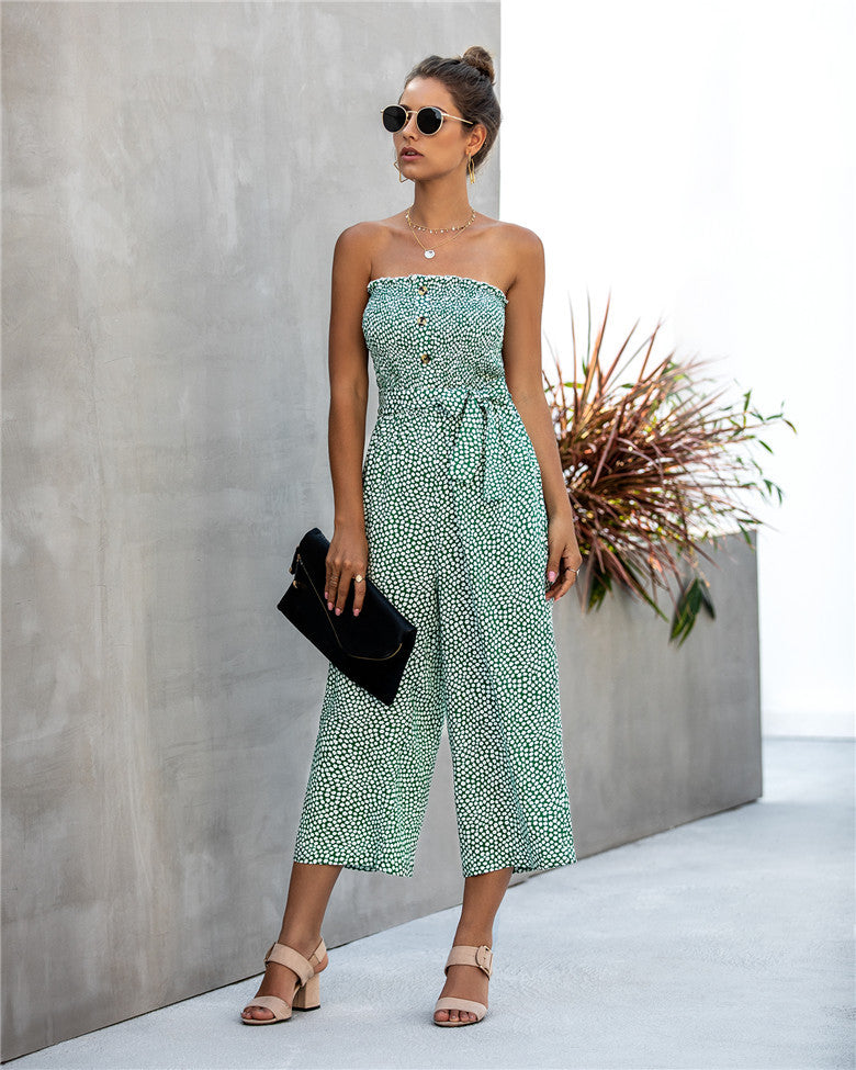 Noemi - Strapless Button Jumpsuit