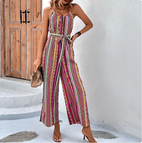 Zafira - Boho Striped Jumpsuit