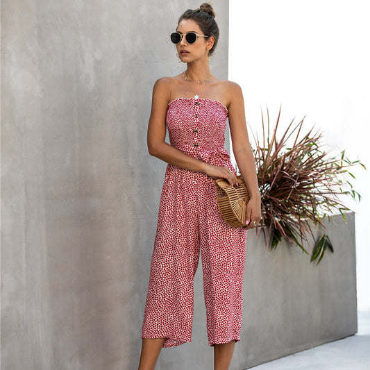 Noemi - Strapless Button Jumpsuit