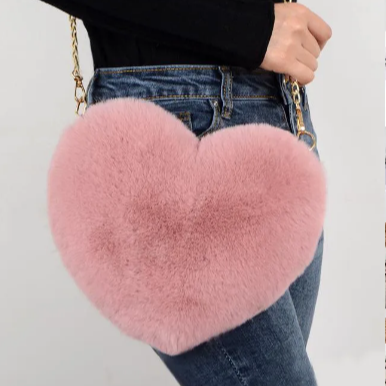 Amorette - Fuzzy Heart Bag